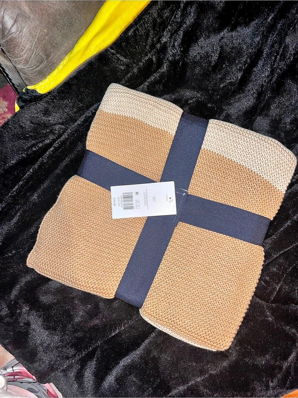 Crown & Ivy Knit Throw Color Block Blanket